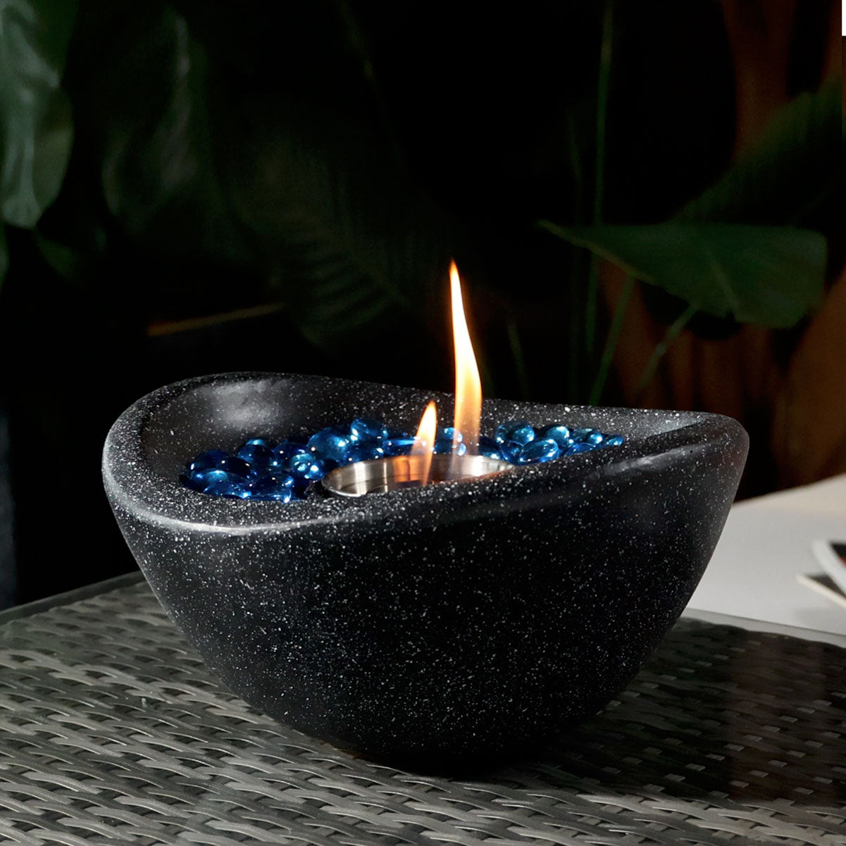 12" Tabletop Fire Pit - Ethanol/Gel Concrete Tabletop Fire Pit Bowl with lid