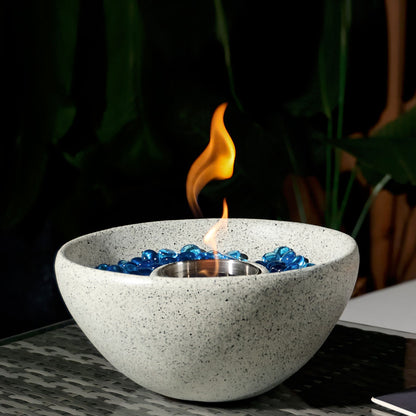 11" Tabletop Fire Pit - Ethanol/Gel Concrete Tabletop Fire Pit Bowl with lid