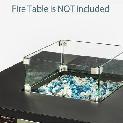 Square Glass Wind Gurad for Fire Table Glass Windshield For Fire Pit