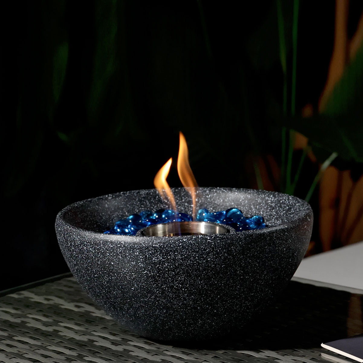 11" Tabletop Fire Pit - Ethanol/Gel Concrete Tabletop Fire Pit Bowl with lid