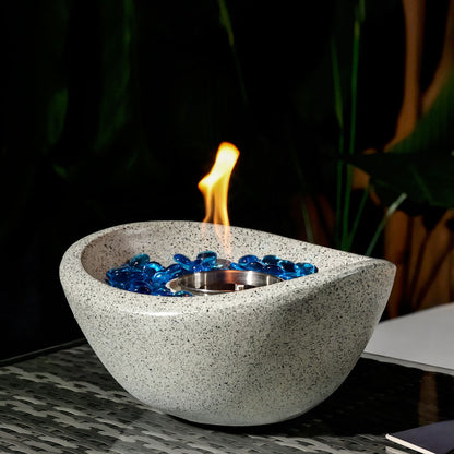 12" Tabletop Fire Pit - Ethanol/Gel Concrete Tabletop Fire Pit Bowl with lid