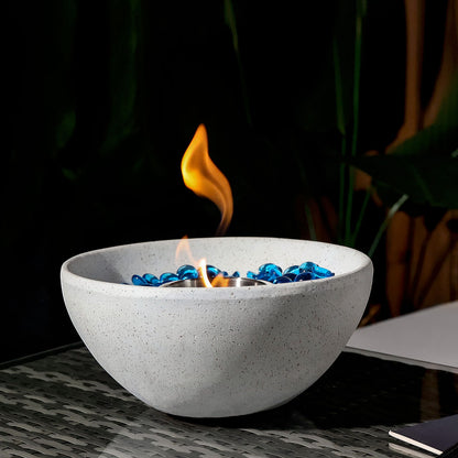 11" Tabletop Fire Pit - Ethanol/Gel Concrete Tabletop Fire Pit Bowl with lid