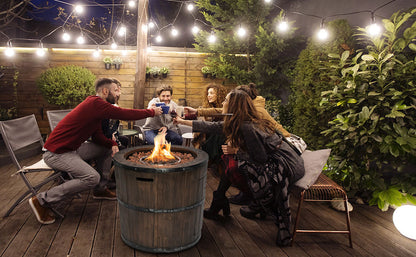 27" Outdoor Wine Barrel Gas Fire Pits - Rustic, Durable, and Stylish Designs for Your Backyard