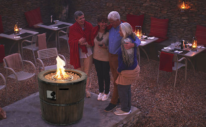 27" Outdoor Wine Barrel Gas Fire Pits - Rustic, Durable, and Stylish Designs for Your Backyard