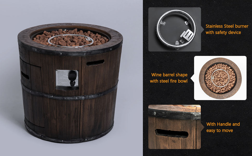 27" Outdoor Wine Barrel Gas Fire Pits - Rustic, Durable, and Stylish Designs for Your Backyard