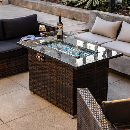 Details Of Outdoor Patio Wicker Furniture 50000 BTU Modern Fire Pit Table-AJ Enjoy Fire Pit