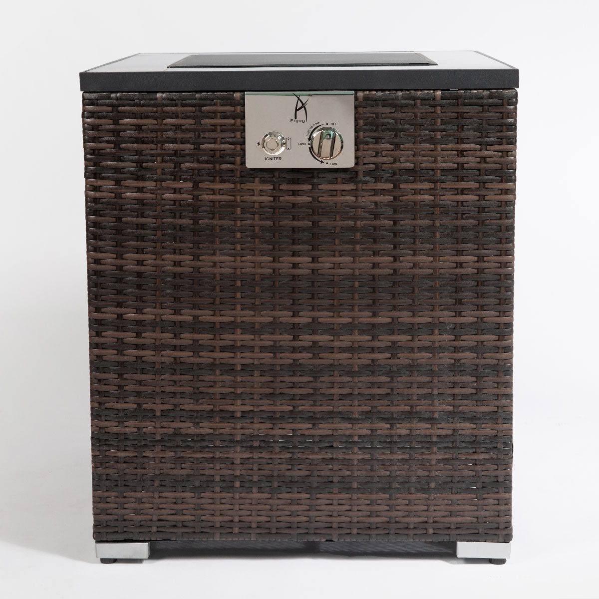 23.6" Square Outdoor Wicker Propane/Natural Gas Fire Pit Table, 40,000 BTU