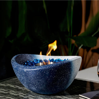 Concrete Tabletop Fire Pit Bowl - Ethanol/Gel Fueled Portable Stainless Steel Fire Pit with lid