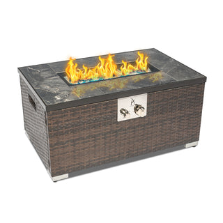 32" Rectangular Fire Pit Table w/ Glass beads, Rain Cover -40,000BTU