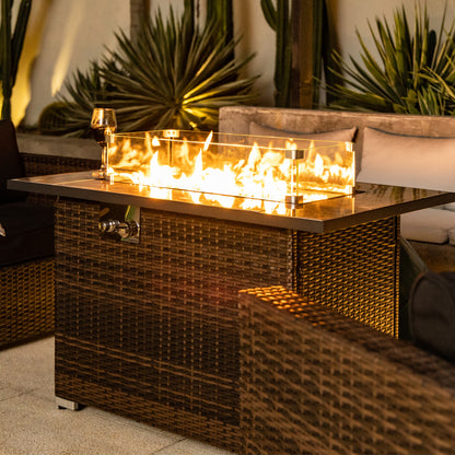 Details Of Outdoor Patio Wicker Furniture 50000 BTU Modern Fire Pit Table-AJ Enjoy Fire Pit