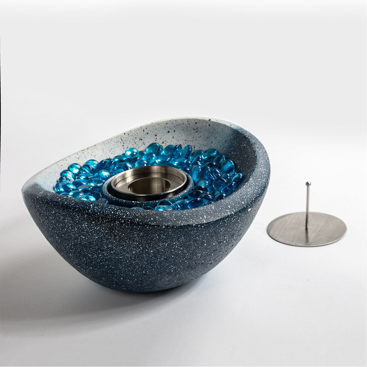 12" Tabletop Fire Pit - Ethanol/Gel Concrete Tabletop Fire Pit Bowl with lid
