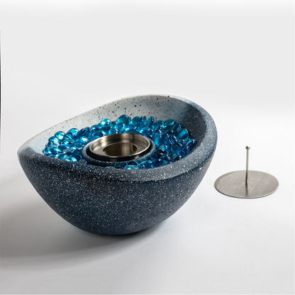 12" Tabletop Fire Pit - Ethanol/Gel Concrete Tabletop Fire Pit Bowl with lid